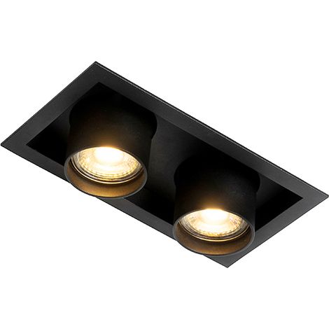 Modernes versenktes Spotschwarz verstellbar 2-Licht - Dach