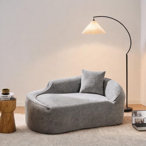 Méridienne d'angle convertible avec coussin en tissu chiné gris (1/5)