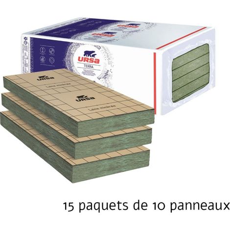15 paquets de 10 panneaux Laine de verre PRK 38 Revêtu - Panneau 8.10 m² - 75 mm - R 2.00 - Soit 121.5 m² - Ursa