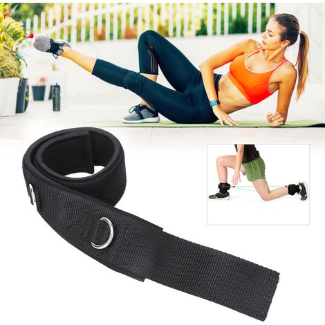 Schwarzes Fitnessband aus Baumwolle für Oberschenkel und Knöchel, verstellbares Trainingszubehör für Beinübungen