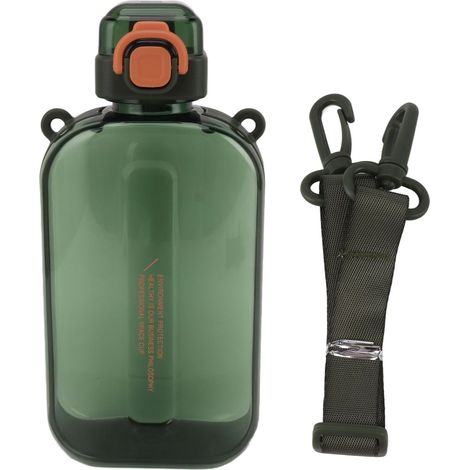 Gourde plate 750 ml en silicone PC fin et étanche avec sangle, idéale pour le sport et les activités de plein air (vert). (1/5)