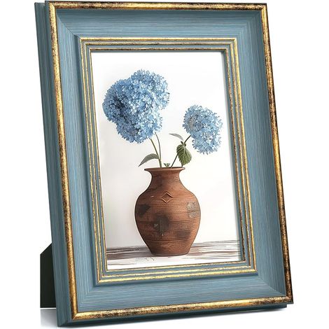 Cadre Photo 13x18 Vintage Doré et Bois Rétro Antique Décor (1/4)