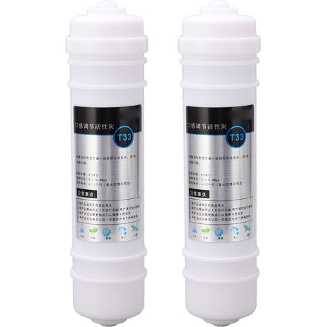 Cartouche filtrante eau 10 pouces charbon actif T33 universel, lot de 2 pièces pour maison. (1/5)