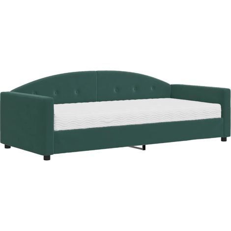 Lit adulte,Lit de jour avec matelas vert foncé 90x200 cm velours609487 (1/5)