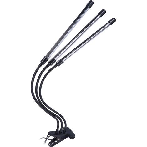 Lampe de croissance LED à 3 têtes, rouge et bleue, minuterie, angle réglable, alimentation USB, pour le jardinage et le rempotage.