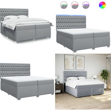 Boxspringbett mit Matratze Hellgrau 200x200 cm Stoff - Boxspringbett - Doppelbett - Bettenrahmen - Lattenrost - Massivholzbette - Home & Living (1/5)