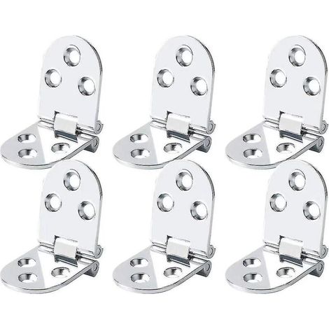 Set mit 6 flachen Klappscharnieren für Schranktüren und Nähmaschinentische, Klappscharniere aus Zinklegierung, Klappscharniere mit Schrauben, silberfarben, 80 x 30 mm (1/4)