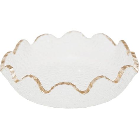 Coupelle en Verre avec Bord Doré - Bol pour Apéritif et Dessert Transparent - 13,5 x 13,5 x 3,8 cm - PANGIVO (1/4)