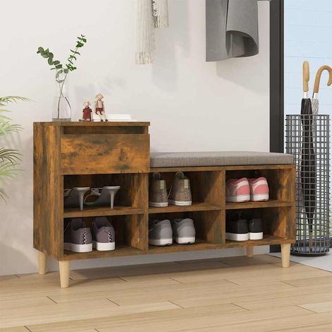 vidaXL Zapatero madera contrachapada roble ahumado 102x36x60 cm (1/5)