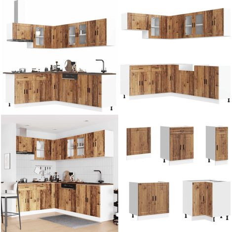vidaXL 11-tlg. Küchenschrank-Set Porto Altholz-Optik Holzwerkstoff (1/5)