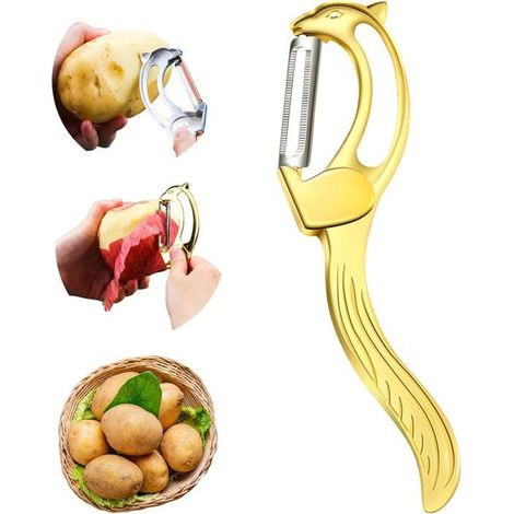 Éplucheur de légumes professionnel en acier inoxydable avec bord dentelé pour creuser des trous et éplucher les pommes de terre (1/5)