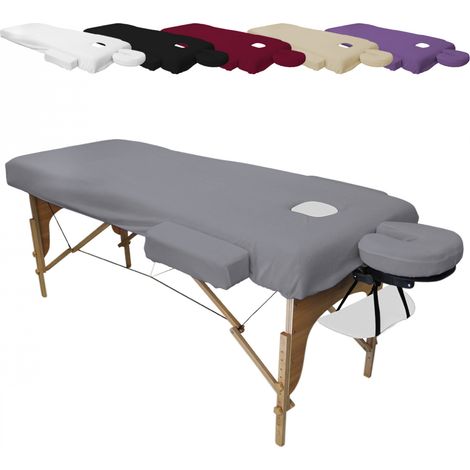 Kit complet de housses pour table de massage - Confort Plus - Éponge - Gris - Vivezen