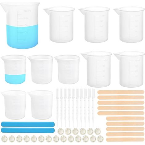 Silicone Measuring Cups with Graduated Silicone Measuring Cups Set  Epoxy Resin Measuring Cup, Reusable Silicone Measuring Cups for Casting Epoxy Resin Moulds, DIY (1/5)