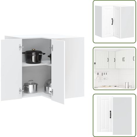 Küchen-Eckhängeschrank Lucca Weiß Holzwerkstoff - Küchen-Eckhängeschrank - Küchen-Eckhängeschränke - Eckhängeschrank Für Küche - Küche Hängeschrank (1/5)