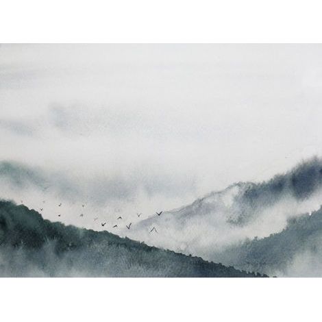 Papier peint panoramique paysage montagne Tapisserie panoramique nature idéale pour chambre Papier peint panoramique original pour bureau (1/4)