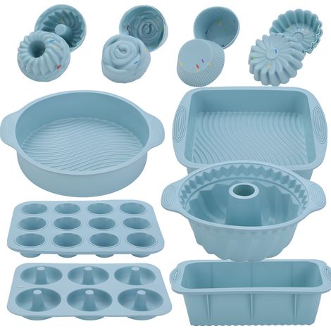 Neue Kuchenform, 30-teiliges Set, Muffinform, Cupcake-Form, Silikon-Backblech, Toastform (himmelblau) (1/4)