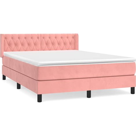 Maison Exclusive - Giroletto a Molle con Materasso Rosa 140x190 cm in Velluto (1/5)