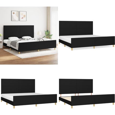 Bettgestell ohne Matratze Schwarz 200x200 cm Stoff - Bettsofa - Boxspringbetten - Doppelbett - Lattenrost - Schlafzimmermöbel - Home & Living