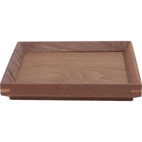 Plateau en noyer noir, petit carré, élégant et minimaliste. Idéal pour servir thé, fruits, fromage, vin ou repas. (1/5)