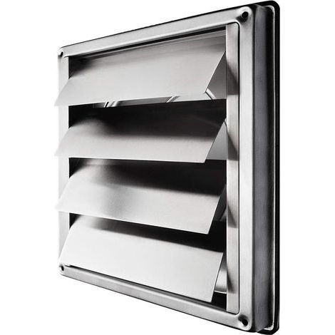Grille d’aération en inox 150 mm, avec fermeture automatique et lamelles mobiles, carré 184x184 mm, 1 pièce (1/5)