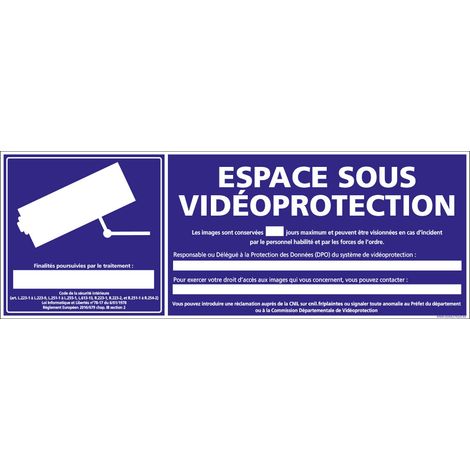 Panneau ESPACE SOUS VIDEOPROTECTION (G0255-LOI-B) - Adhésif - 210 x 75 mm