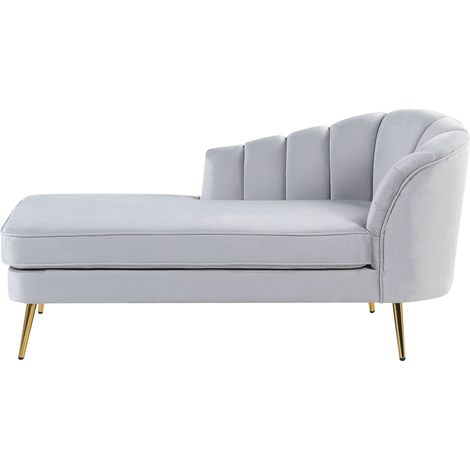 Right-Hand Chaise Lounge ALLIER Velvet Light Grey