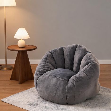 Pouf poire en polyester pour enfant gris classique coloris gris (1/5)