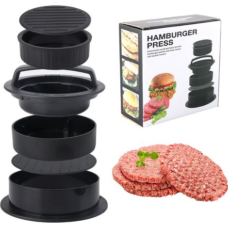Presse à hamburger 3 en 1, kit de garniture antiadhésive pour hamburgers, presse à hamburger pour galettes de hamburger auto-garnies, mini-hamburgers et galettes de hamburger classiques (1/5)
