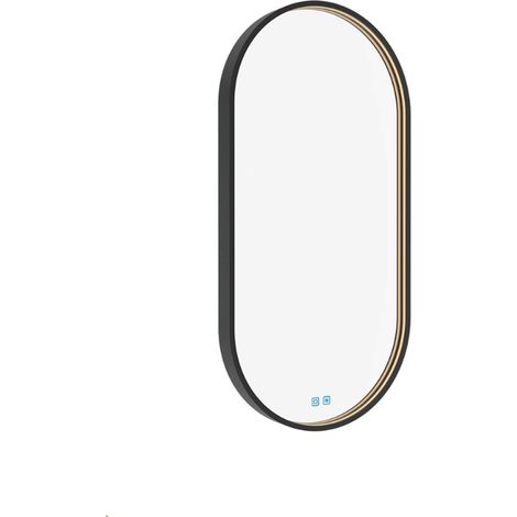 Nimco Specchi - Specchio con illuminazione LED, 40x80 cm, sensore tattile, nero ZPC 32002LVX-90 (1/5)