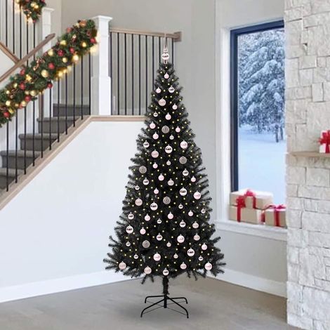Weihnachtsbaum mit 300 LEDs mit Ständer Schwarz 240 cm PVC