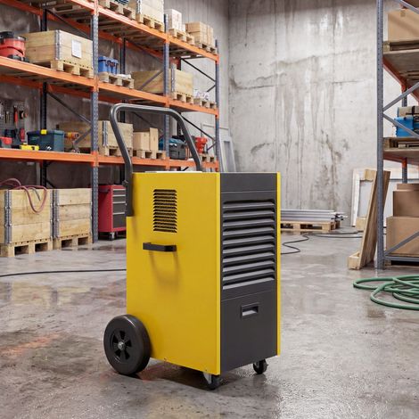 Déshumidificateur commercial 70L/jour roues poignée Tuyau drainage continu Minuterie 24h/24 Réservoir 5 5L - Couleur: Jaune