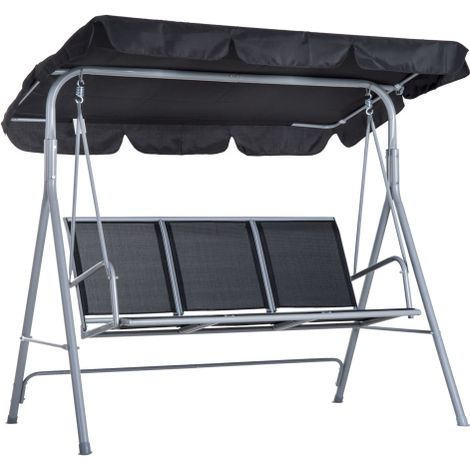 Hollywoodschaukel 3-Sitzer elegante Gartenschaukel mit Dach Metallrahmen Grau Silber 171x108x154cm für Garten Terrasse