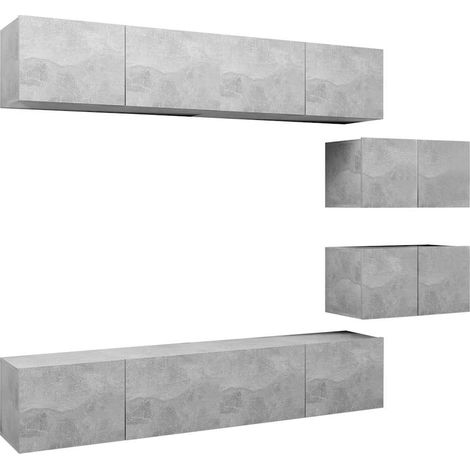 Maison Exclusive - 6-tlg. TV-Schrank-Set Betongrau Holzwerkstoff (1/5)