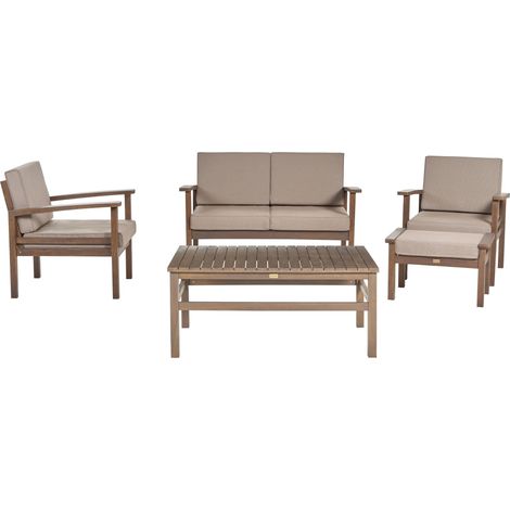 Lounge Set mit Tisch 4-Sitzer MANILA Akazienholz Dunkelbraun