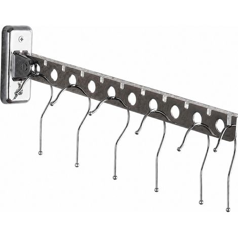 Porte-vêtements mural sans perçage, en acier inoxydable, 10 trous, pour salle de bain et dressing (1/5)
