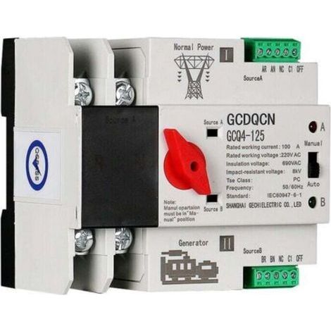Commutateur de transfert automatique à double alimentation 2P100A commutateur ats isolé au niveau PC milliseconde monté sur rail (1/4)