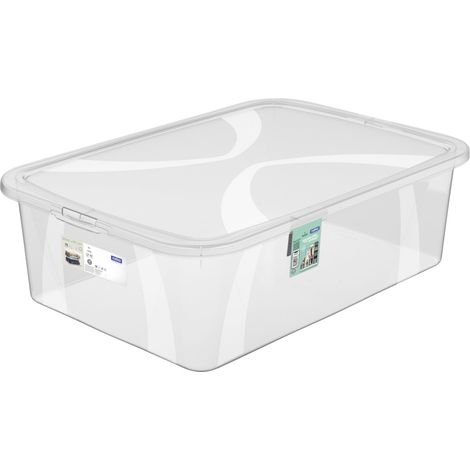 Rotho Aufbewahrungsbox Lona mit Deckel 56,5 x 38,5 cm 29 L transparent Aufbewahrungsbox