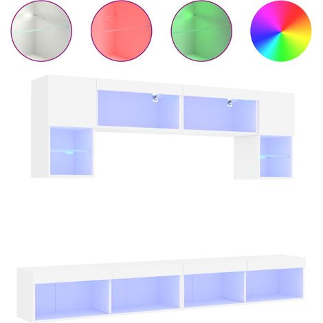 Maison Exclusive - 6-tlg. Wohnwand mit LED-Beleuchtung Weiß Holzw