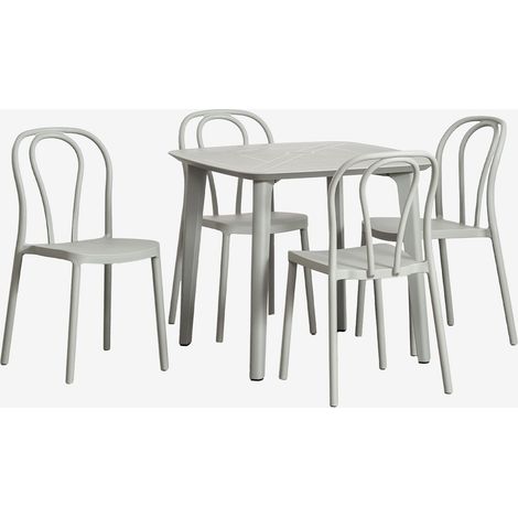 Set Tavolo Quadrato in Polietilene (85x85 cm) Scand e 4 Sedie da Giardino Impilabili Mizzi SKLUM
