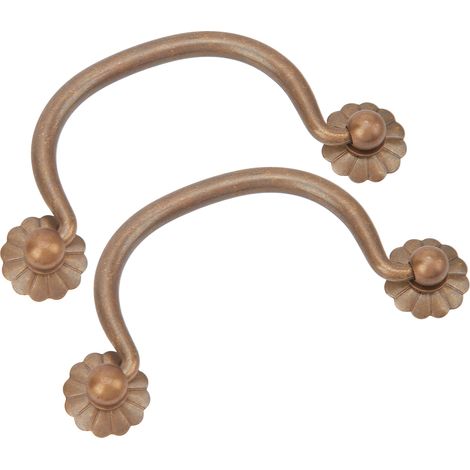 Poignées en laiton (lot de 2), style rétro bronze, forme de fleur, élégantes et délicates, pour meubles et armoires. (1/5)