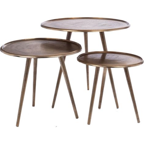 Amadeus - Lot de 3 tables basses rondes en aluminium doré Ø40 cm Roseline (1/4)