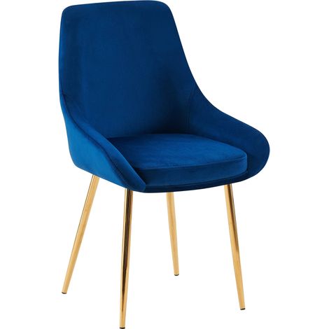 Sedia da Pranzo Elmira in Velluto blu scuro Metallo oro (1/5)