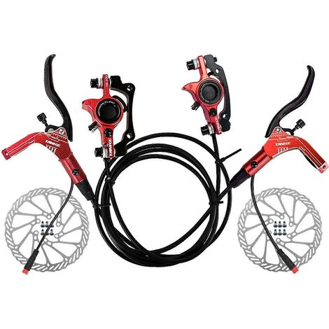 Kit de freins hydrauliques pour vélos électriques, équipé de disques de 160 mm et de leviers de freins à disque hydrauliques à l'avant et à l'arrière. (1/4)