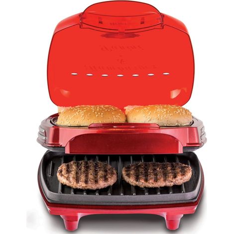 Ariete 185 Party Time Griglia elettrica per hamburger 1200 W 2 piastre antiaderenti vassoio raccogli-grasso colore Rosso (1/5)