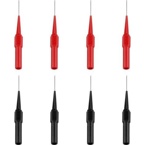 Lot de 8 sondes de test, cordons de test en acier inoxydable pour multimètre, sondes de test multifonctions pour multimètre, électricien, laboratoires (rouge et noir) (1/4)