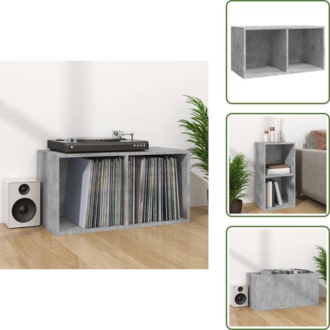 Boîte de rangement de vinyles Gris béton 71x34x36 cm - Boîte De Rangement Vinyl - Rangement Disque Vinyle - Meuble Rangement Vinyle - Boitier Lp - Coffret Vinyle (1/5)