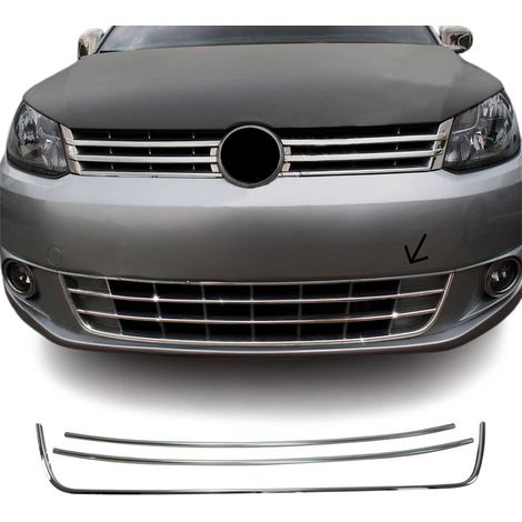 Moulure de Grille de Calandre Compatible avec VW Caddy 2010-2015, Garniture Baguette de Calandre en Acier Inoxydable Argent (1/5)