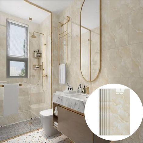 Crédence autocollante avec finition imitation marbre, carreaux muraux décoratifs, 10 pièces, panneaux muraux imperméables pour la décoration et la rénovation de cuisines et salles de bains (1/4)