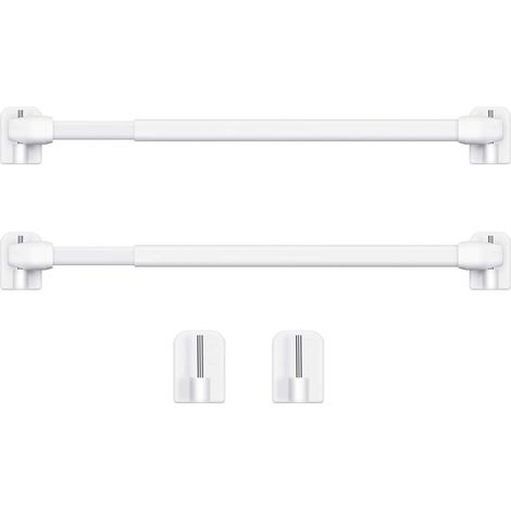 Tringle à Rideau en Plastique Réglable Tringle à Rideau Extensible pour Fenêtre Barres d'Armoire Tige de Tension Crochets de Tringle à Rideau Adhésive, 40-60cm (Blanc,2pcs) (1/5)