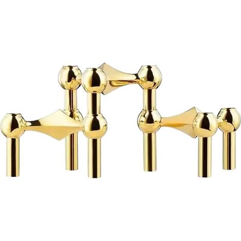 Portacandele, design moderno, versatile per l'arredamento di casa, 3 pezzi, colore oro. (1/2)